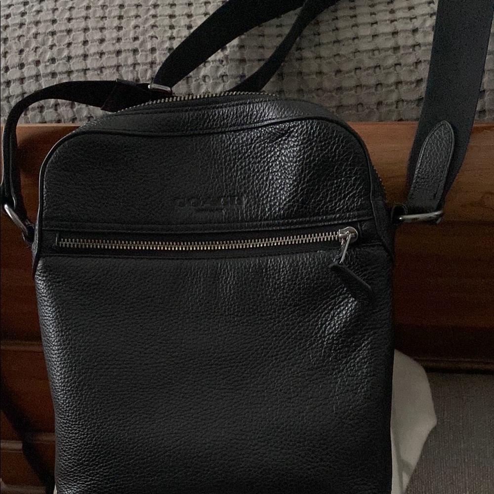 Coach Houston flight bag NWOT black with pebble leather